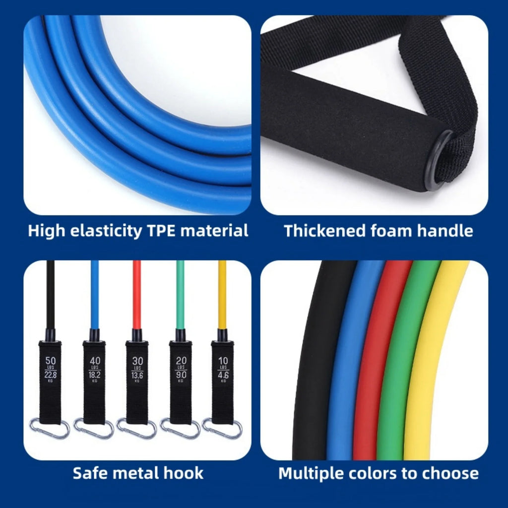 Resistance Bands Set Exercise Bands with Handles Heavy Resistance Training Physical Therapy Home Workouts