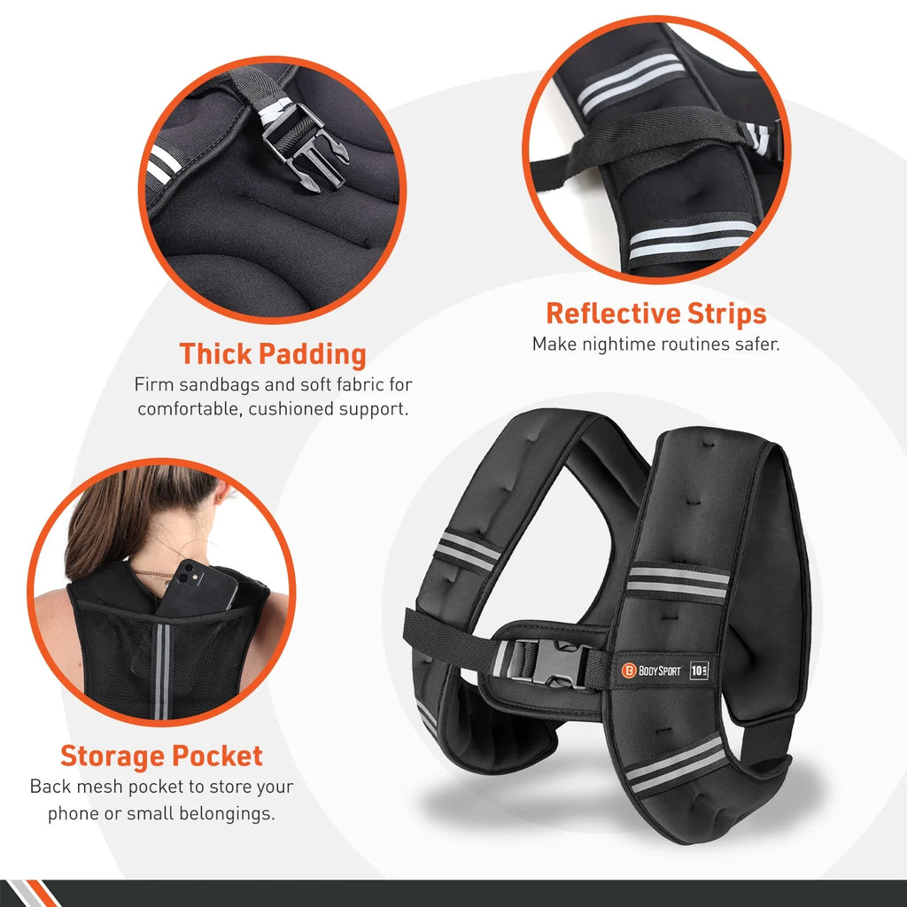 Weighted Vest, 10 Lb. - Adjustable Fitness Vest for Strength Training, Running, Walking, and Endurance Workouts