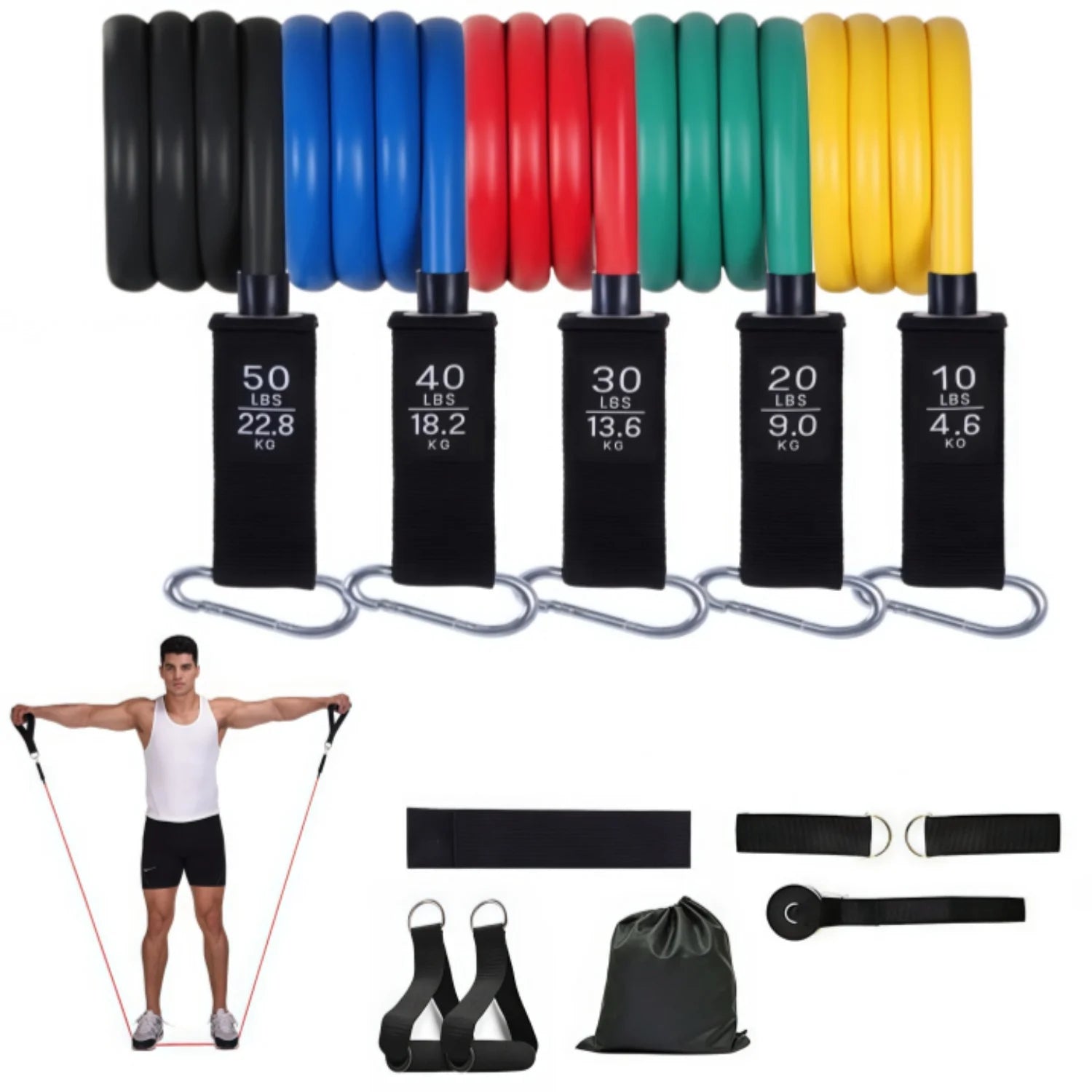 Resistance Bands Set Exercise Bands with Handles Heavy Resistance Training Physical Therapy Home Workouts